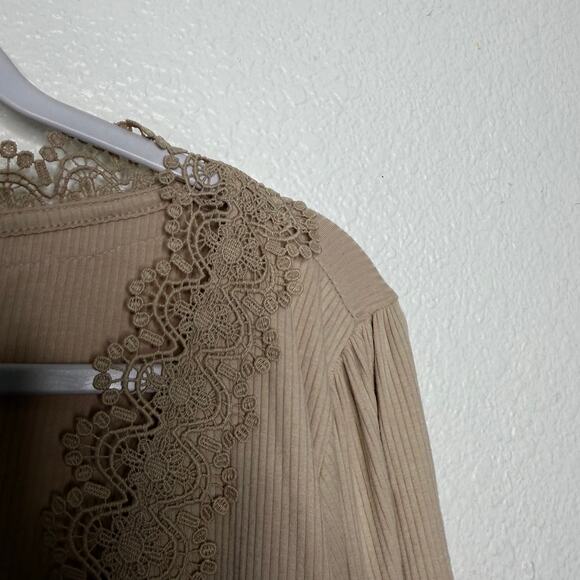 Torrid Womens Top Size 3X Super Soft Rib V-Neck Lace Trim Tie Front Long Sleeve - Picture 11 of 15